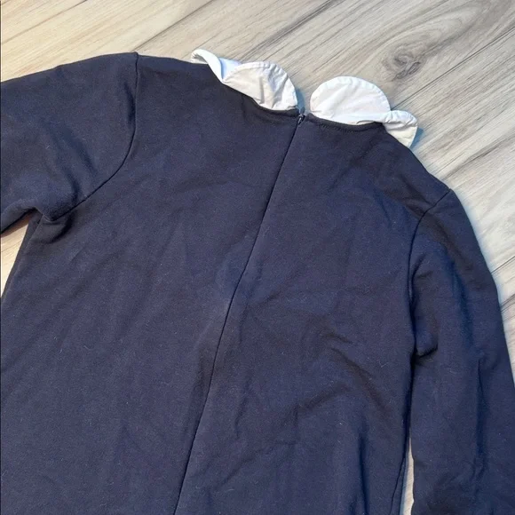 Classic Navy Fleece Dress with White Collar - Picture 4 of 7